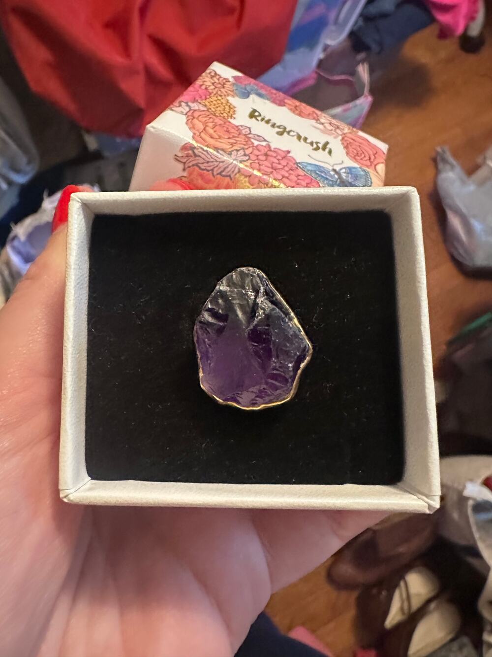 Vertical Raw Amethyst Ring | Ringcrush | Size 7